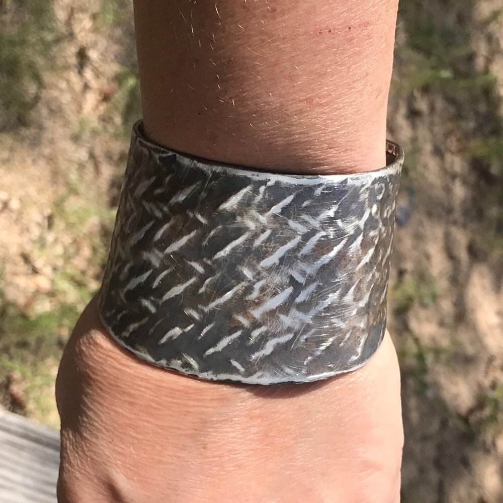 Gladiator Solid Sterling Silver 925 Cuff Bracelet Handmade Industrial Warrior - Picture 4 of 11